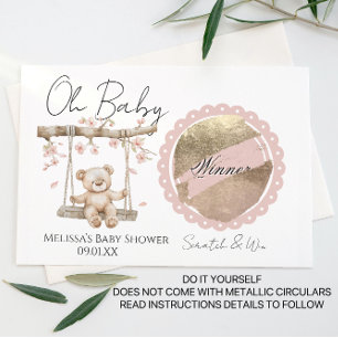 Postale Faire-part Carte à gratter DIY Baby Shower Fleur de Cerisier
