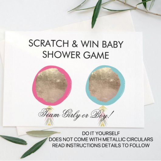 Postale Faire-part Carte à gratter DIY pour révélation du sexe du béb