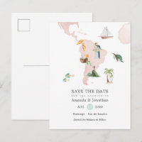 Carte aquarelle de Rio annonce de mariage de desti