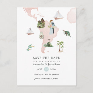 Postale Faire-part Carte aquarelle de Rio Destination Wedding