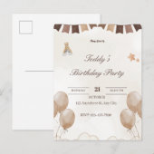 Postale Faire-part Carte d'anniversaire avec un ours en peluche (Devant / Derrière)