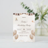 Postale Faire-part Carte d'anniversaire avec un ours en peluche (Debout devant)