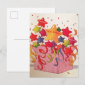 Postale Faire-part Carte d'anniversaire ConfettiStars (Devant / Derrière)
