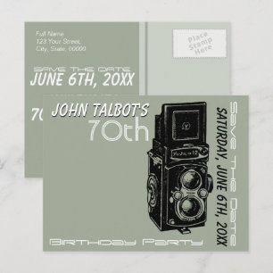 Postale Faire-part Carte d'anniversaire de 70 ans avec appareil photo