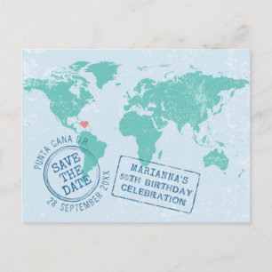 Postale Faire-part Carte d'anniversaire de destination Enregistrez la