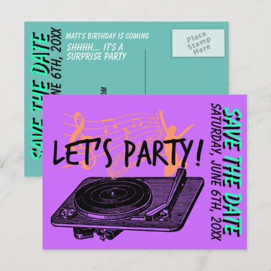 Postale Faire-part Carte d'annonce de fête surprise pour 60 ans (Devant / Derrière)