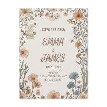 Carte d'annonce de mariage élégante boho florale