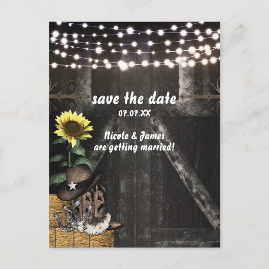 Postale Faire-part Carte d'annonce de mariage rustique Country Wester (Devant)