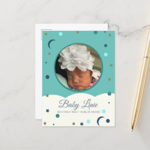 Postale Faire-part Carte d'annonce de naissance bébé avec bordure de