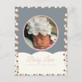 Postale Faire-part Carte d'annonce de naissance bébé avec bordure de (Devant)