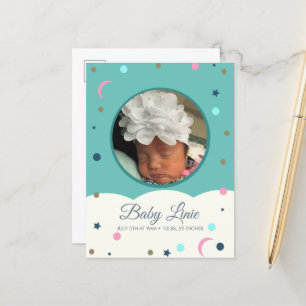 Postale Faire-part Carte d'annonce de naissance bébé avec bordure de 