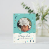 Postale Faire-part Carte d'annonce de naissance bébé avec bordure nua (Debout devant)