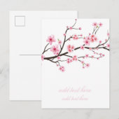 POSTALE FAIRE-PART CARTE D'ANNONCE : FLEURS DE SAKURA (Devant / Derrière)