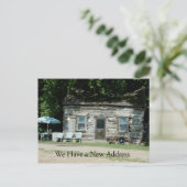 Postale Faire-part Carte de Changement d'Adresse : Cabane dans les Bo (Debout devant)
