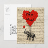 Postale Faire-part Carte de changement d'adresse d'éléphant mignon (Devant / Derrière)