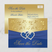 Postale Faire-part Carte de conservation de date florale bleue royale (Devant / Derrière)