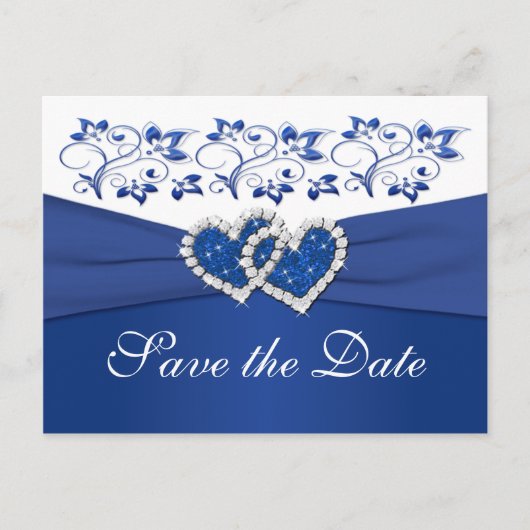 Postale Faire-part Carte de conservation Royal Blue et Blanc (Devant)