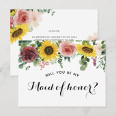 Postale Faire-part carte de demande de témoin de mariage (Devant / Derrière)