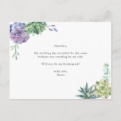 Postale Faire-part carte de demande demoiselle d'honneur (Dos)