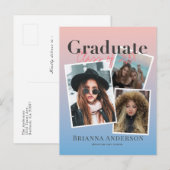 Postale Faire-part Carte de Félicitations de Diplôme avec Collage de  (Devant / Derrière)