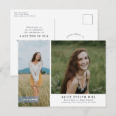 Postale Faire-part Carte de fin d'études à double cadre (Devant / Derrière)