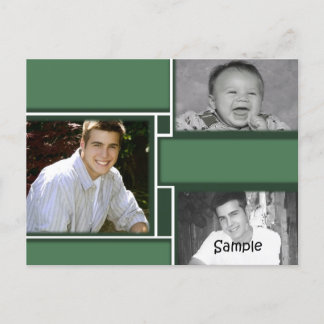 Postale Faire-part Carte de fin d'études Green & White 3 photos