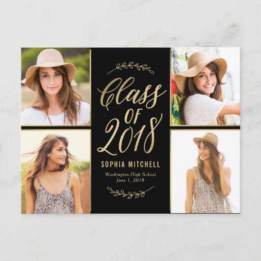 Postale Faire-part Carte de fin d'études modifiable RADIANT BRANCHES (Devant)