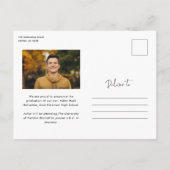 Postale Faire-part Carte de fin d'études simple avec script moderne e (Dos)