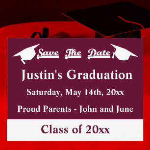 Postale Faire-part Carte de Graduation « Save The Date » avec Marron