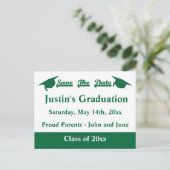 Postale Faire-part Carte de Graduation Save The Date Verte (Debout devant)