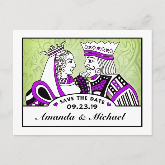 Postale Faire-part Carte de jeu King & Queen Enregistrer la date Post (Devant)