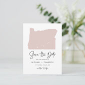 Postale Faire-part Carte de l'Oregon rose vif Script moderne Enregist (Debout devant)