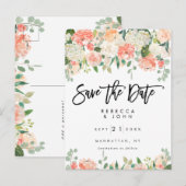 Postale Faire-part carte de mariage à conserver avec fleurs de pêcher (Devant / Derrière)