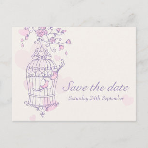 Postale Faire-part Carte de mariage à suspendre avec cage à oiseaux r