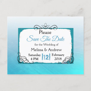 Postale Faire-part Carte de mariage Aqua Blue Mandala Save the Date