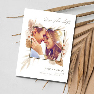 Postale Faire-part Carte de mariage Bohème chic avec photo pour un ma