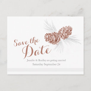 Postale Faire-part Carte de mariage cônes de pin sauvegarde de la dat