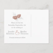 Postale Faire-part Carte de mariage cônes de pin sauvegarde de la dat (Dos)