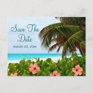 Postale Faire-part Carte de mariage de destination à la plage Enregis