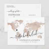 Postale Faire-part Carte de mariage de destination reportée reschédul (Devant / Derrière)