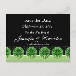 Postale Faire-part Carte de mariage 'Fleurs Vertes Enregistrez la Dat