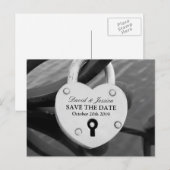 Postale Faire-part Carte de mariage Save the date | Cadenas d'amour e (Devant / Derrière)