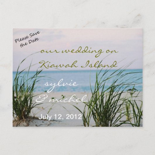 Postale Faire-part Carte de mariage sur la plage venteuse (Devant)