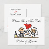 Postale Faire-part Carte de Mariés Enregistrer Les Dates (Devant / Derrière)