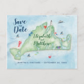 Postale Faire-part Carte de Martha's Vineyard aquarelle Save the Date (Devant)
