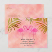 Postale Faire-part Carte de mise en vente à l'aquarelle Deux Flamants (Devant / Derrière)