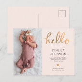 Postale Faire-part Carte de naissance bébé fille à annoncer (Devant / Derrière)