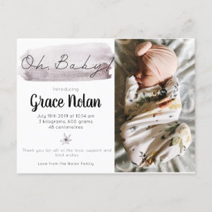 Postale Faire-part Carte de naissance de bébé fille