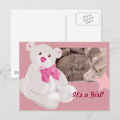 Postale Faire-part Carte de naissance de fille (Devant / Derrière)