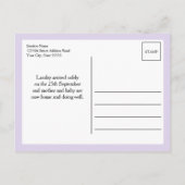 Postale Faire-part Carte de naissance photo Bonjour le monde Violet L (Dos)